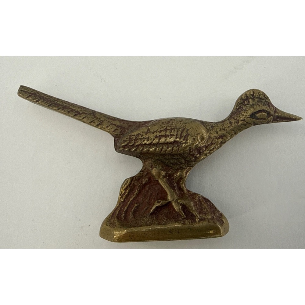 Vintage Brass Roadrunner Figurine Miniature Paperweight Mid Century Modern